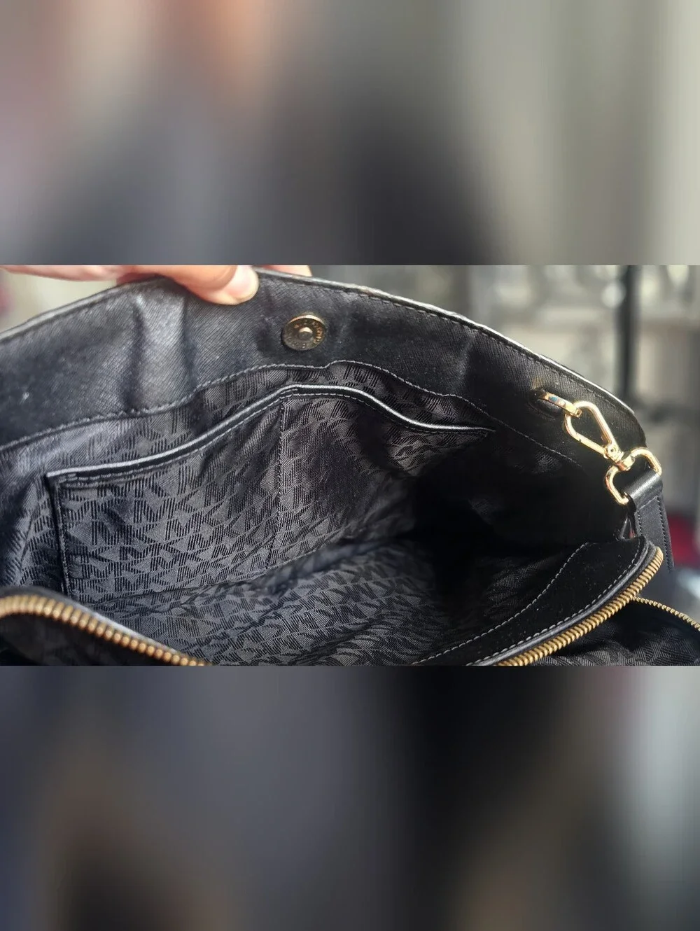 Michael Kors Black Leather Dome Satchel with Gold Hardware